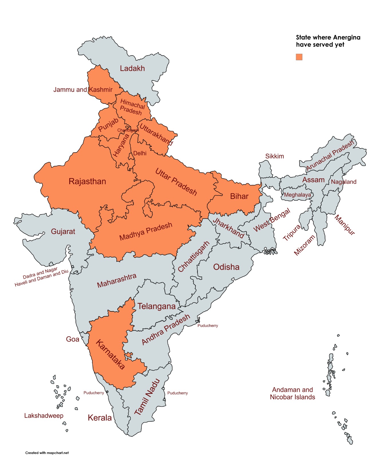 Anergina service coverage across India